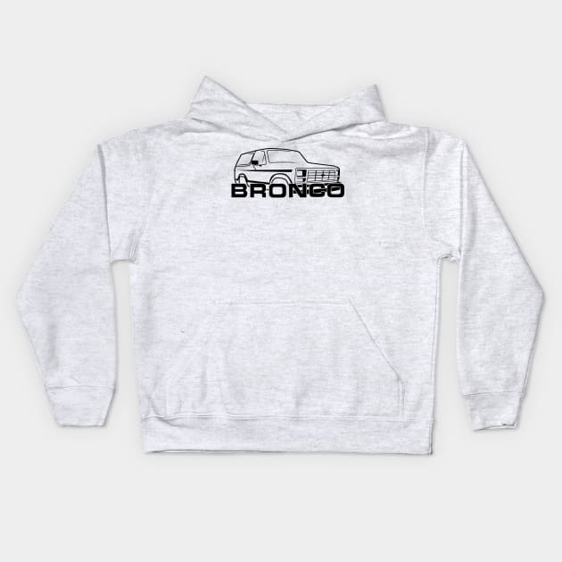 1980-1986 Ford Bronco New Logo Black Kids Hoodie by The OBS Apparel